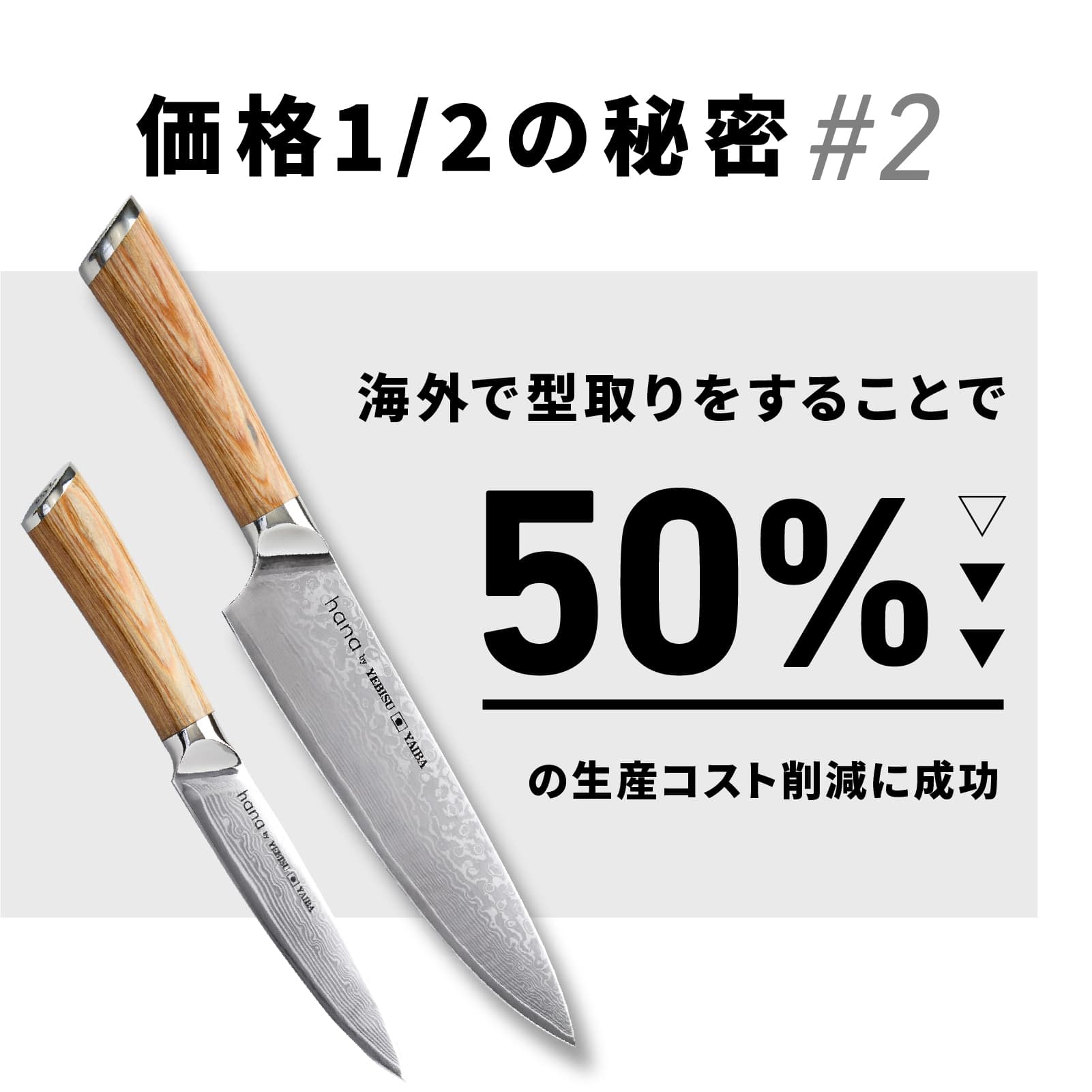 hana ダマスカス包丁 恵比寿刃 三徳包丁 全6種 VG-10 愛でたい包丁 hana by YEBISUYAIBA